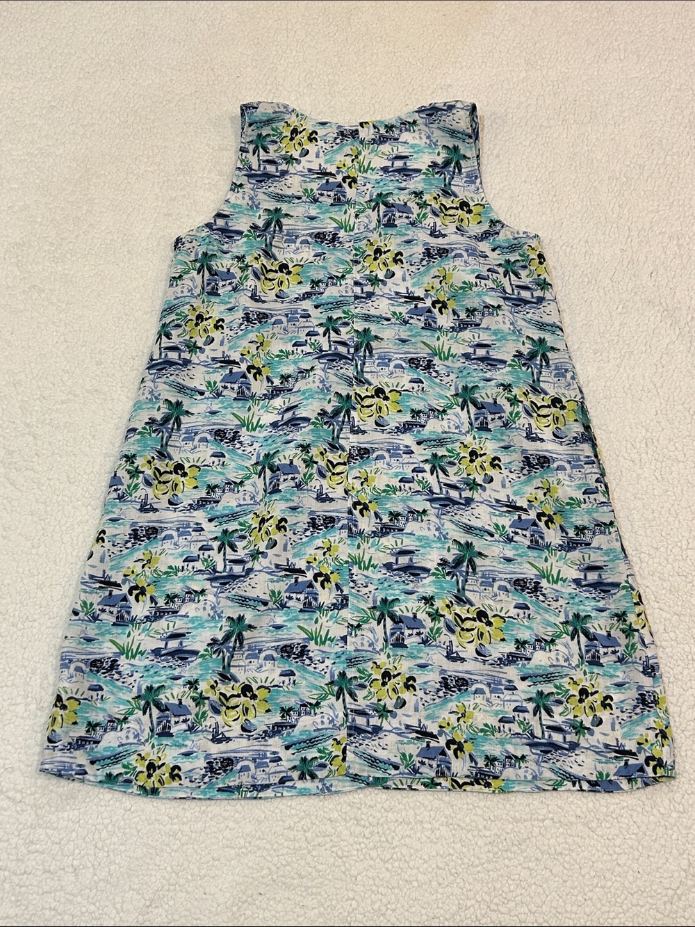 J. Jill Love Linen Sleeveless Dress size 1X Women's Tropical Print Blue & White - Picture 2 of 13